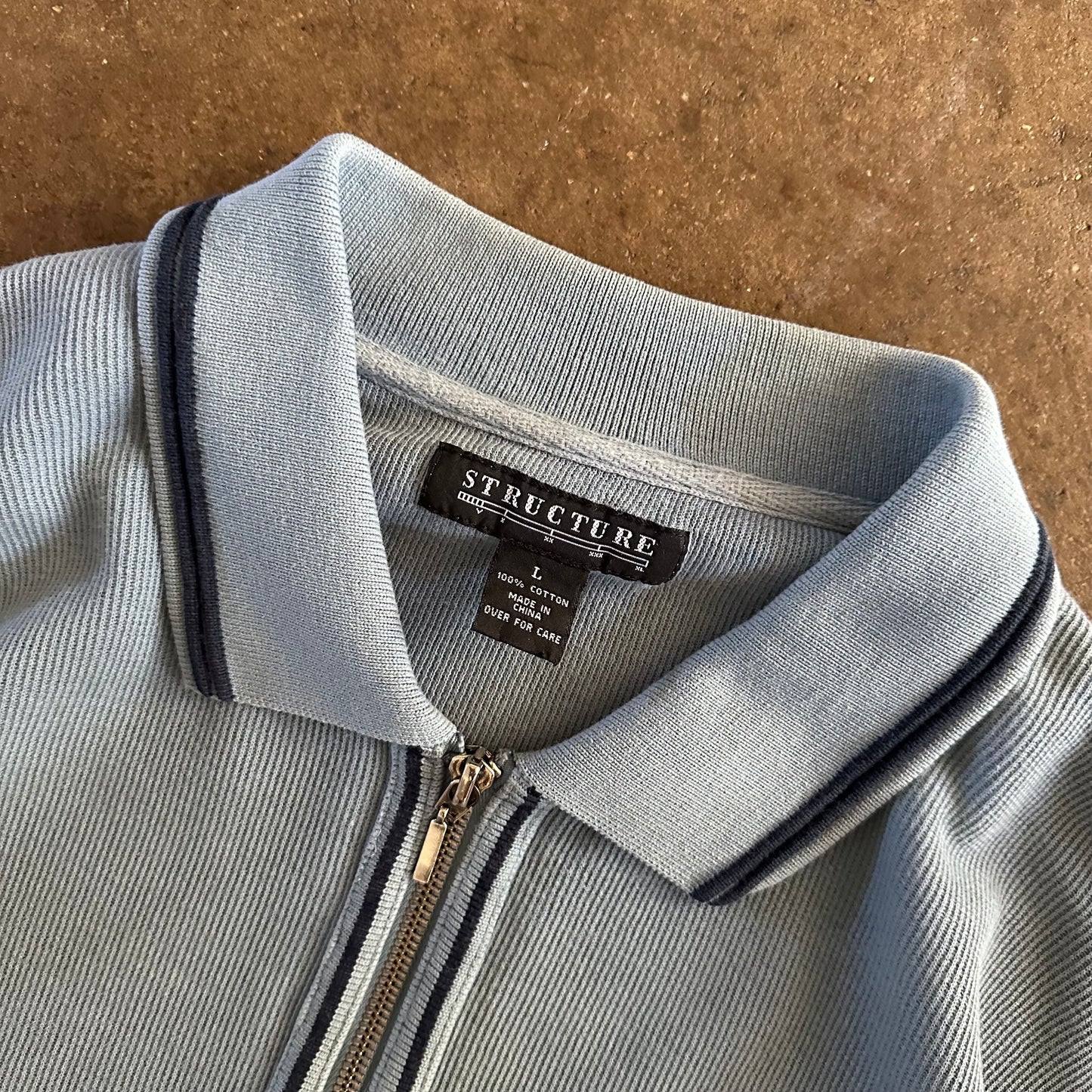 1990's Stucture Knit Collared Zip Up- Large