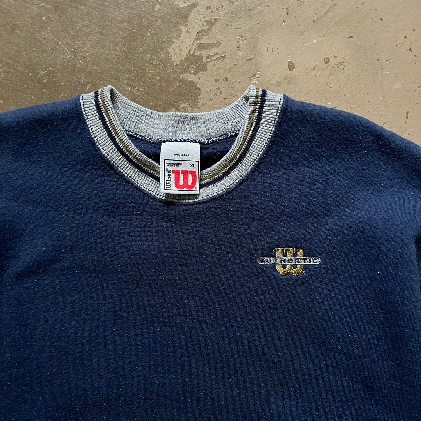 1990's Wilson Striped Collar Crewneck - Extra Large