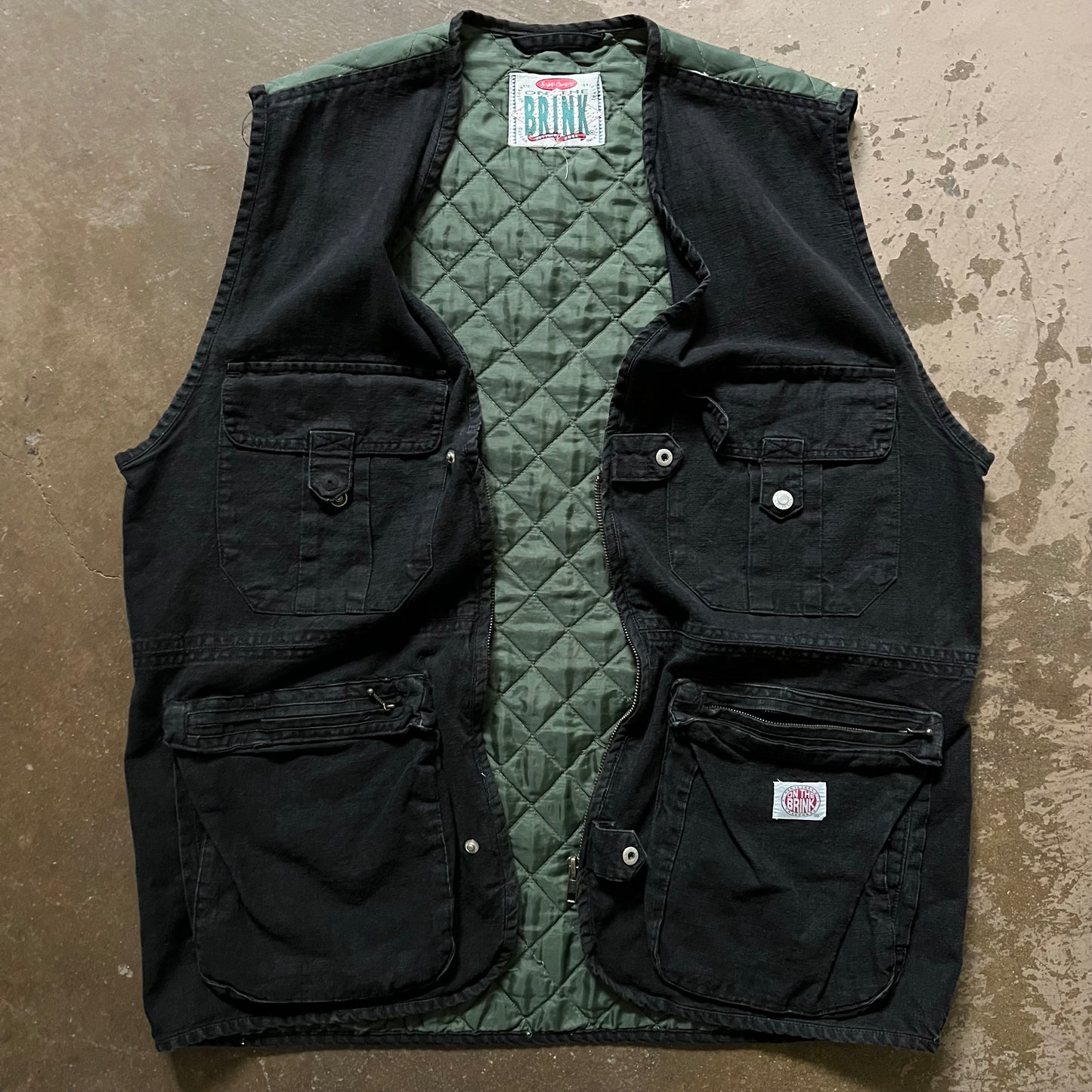 1990's On The Brink Zip Up Cargo Vest- Large