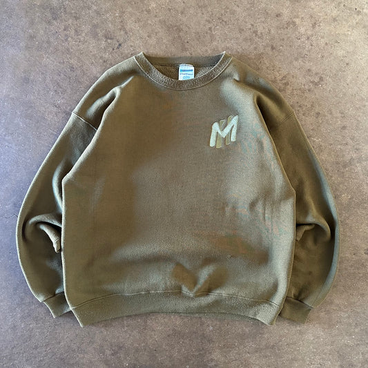 Markhive "MH" Monochromatic Crewneck in "Olive" - Large