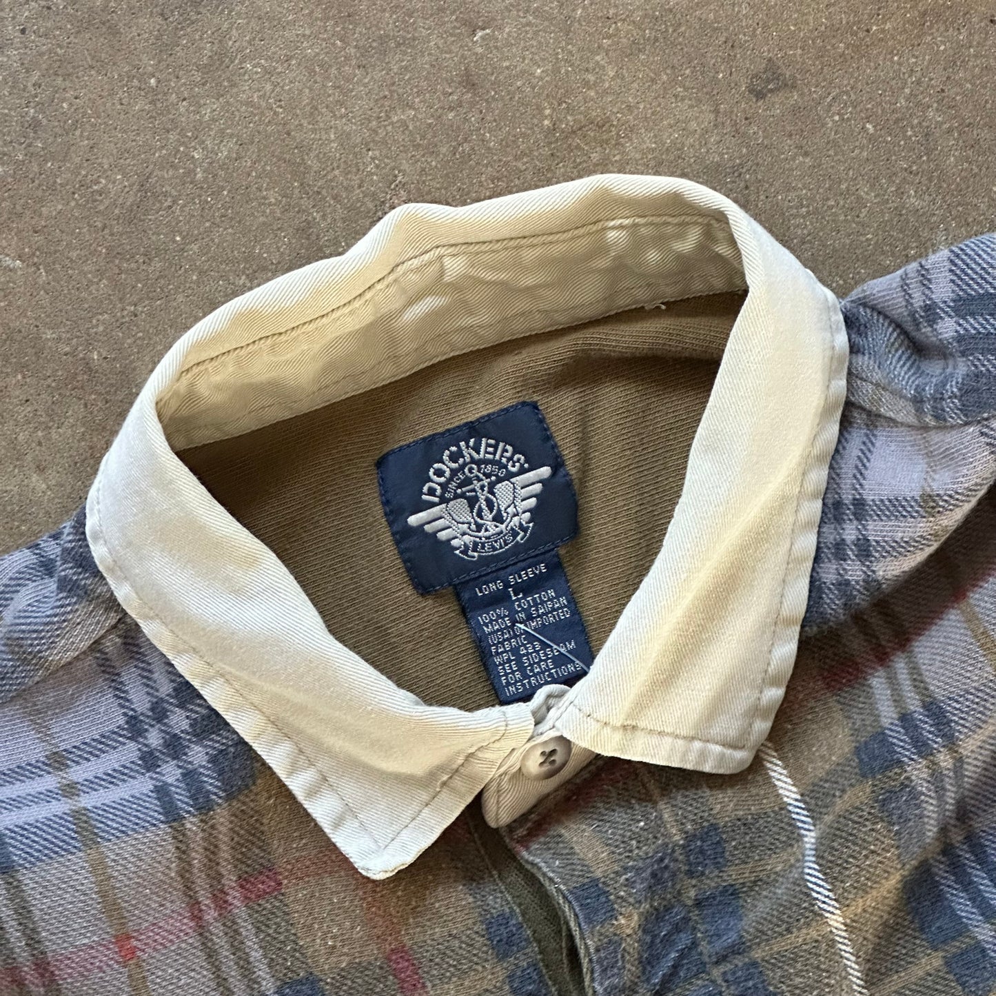 1990's Docker's Plaid Rugby Shirt - Large