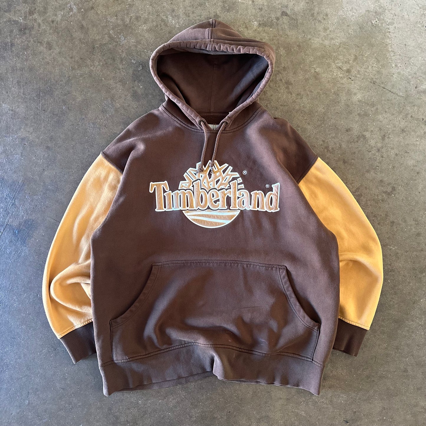 2000's Timberland Colorblocked Brown Hoodie - Extra Large