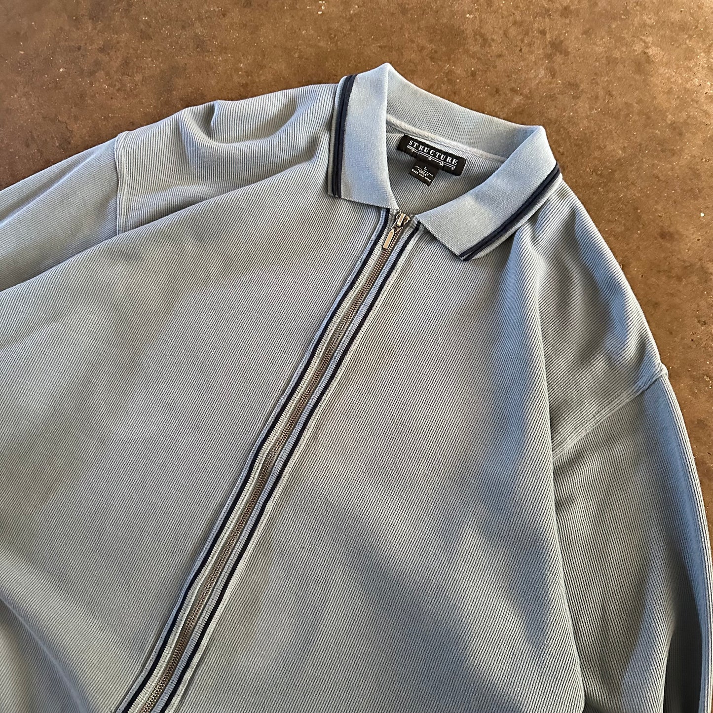 1990's Stucture Knit Collared Zip Up- Large