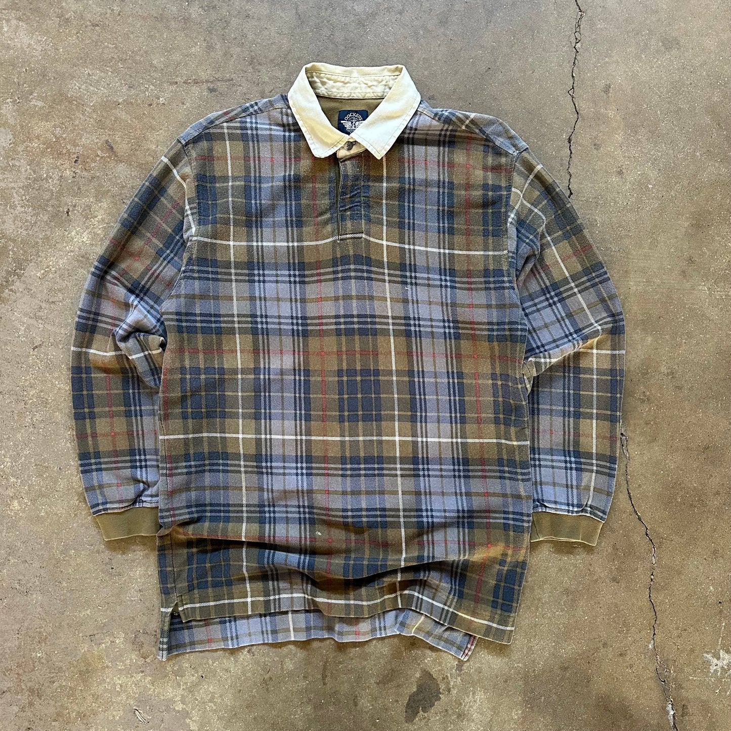 1990's Docker's Plaid Rugby Shirt - Large