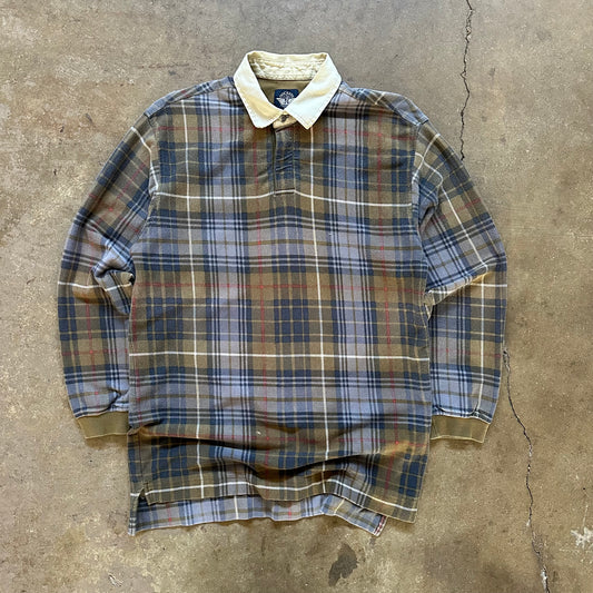 1990's Docker's Plaid Rugby Shirt - Large