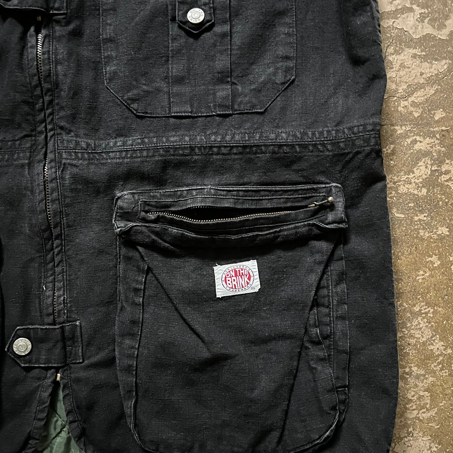 1990's On The Brink Zip Up Cargo Vest- Large