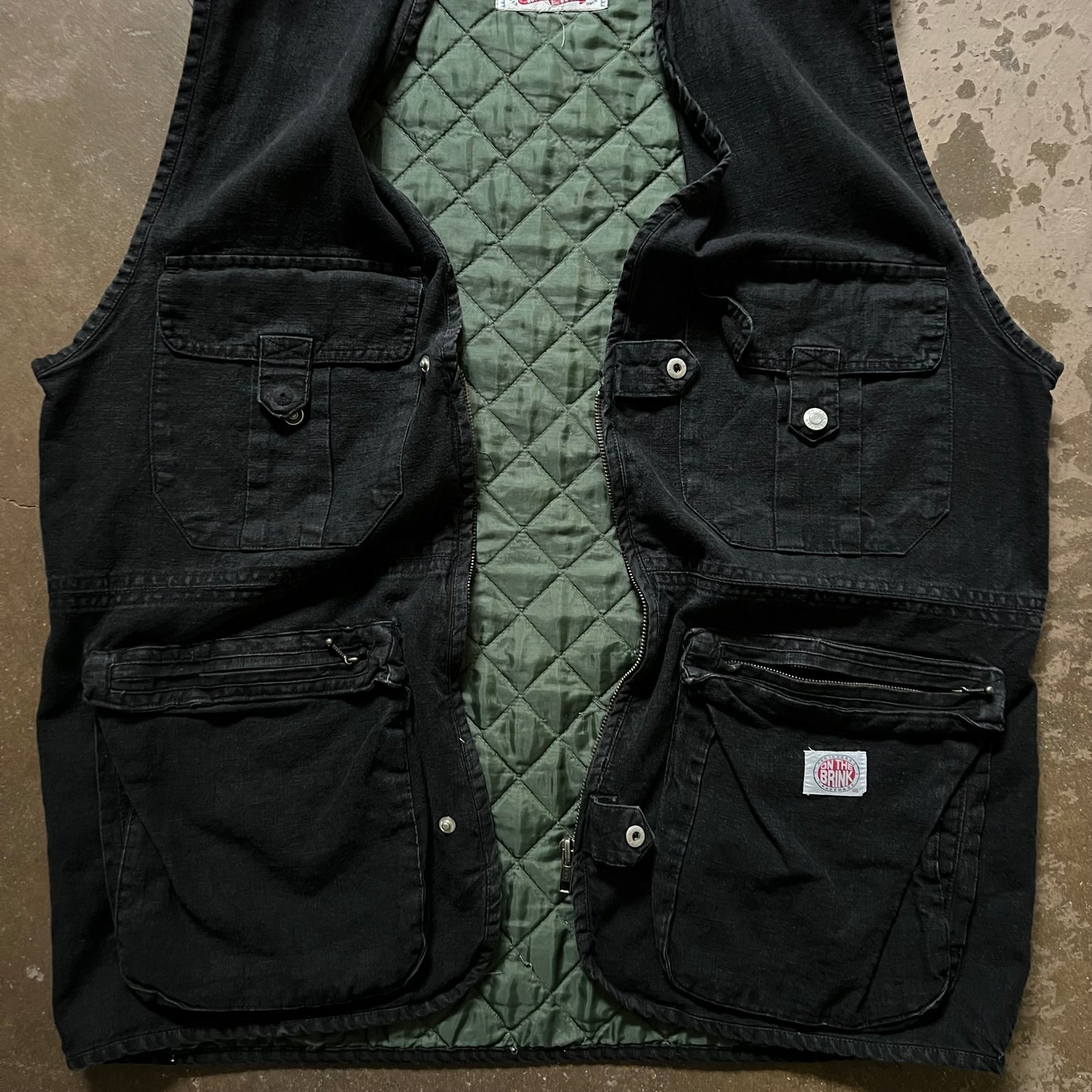 1990's On The Brink Zip Up Cargo Vest- Large