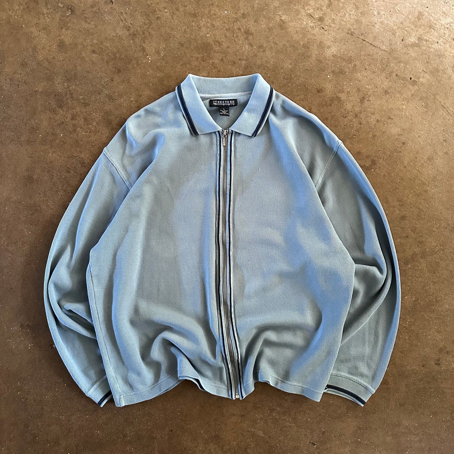 1990's Stucture Knit Collared Zip Up- Large