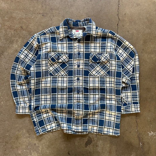 1990's Levi's Textured Plaid Button Up Flannel - Large