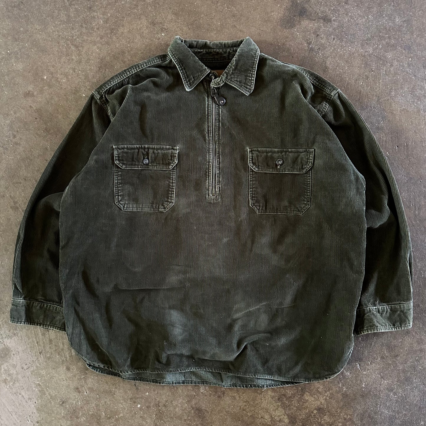 1990's Half Zip Corduroy Shirt- XXL