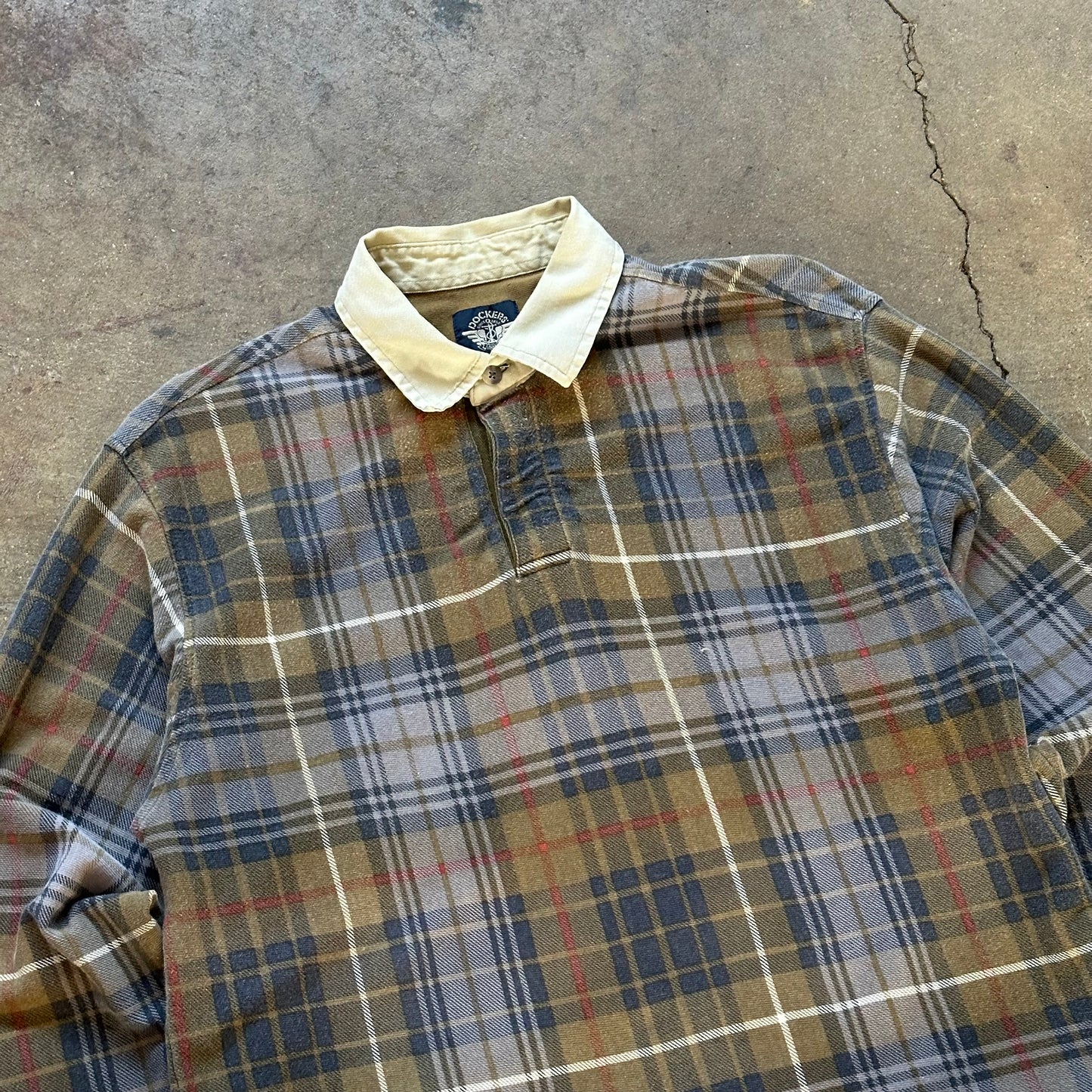1990's Docker's Plaid Rugby Shirt - Large