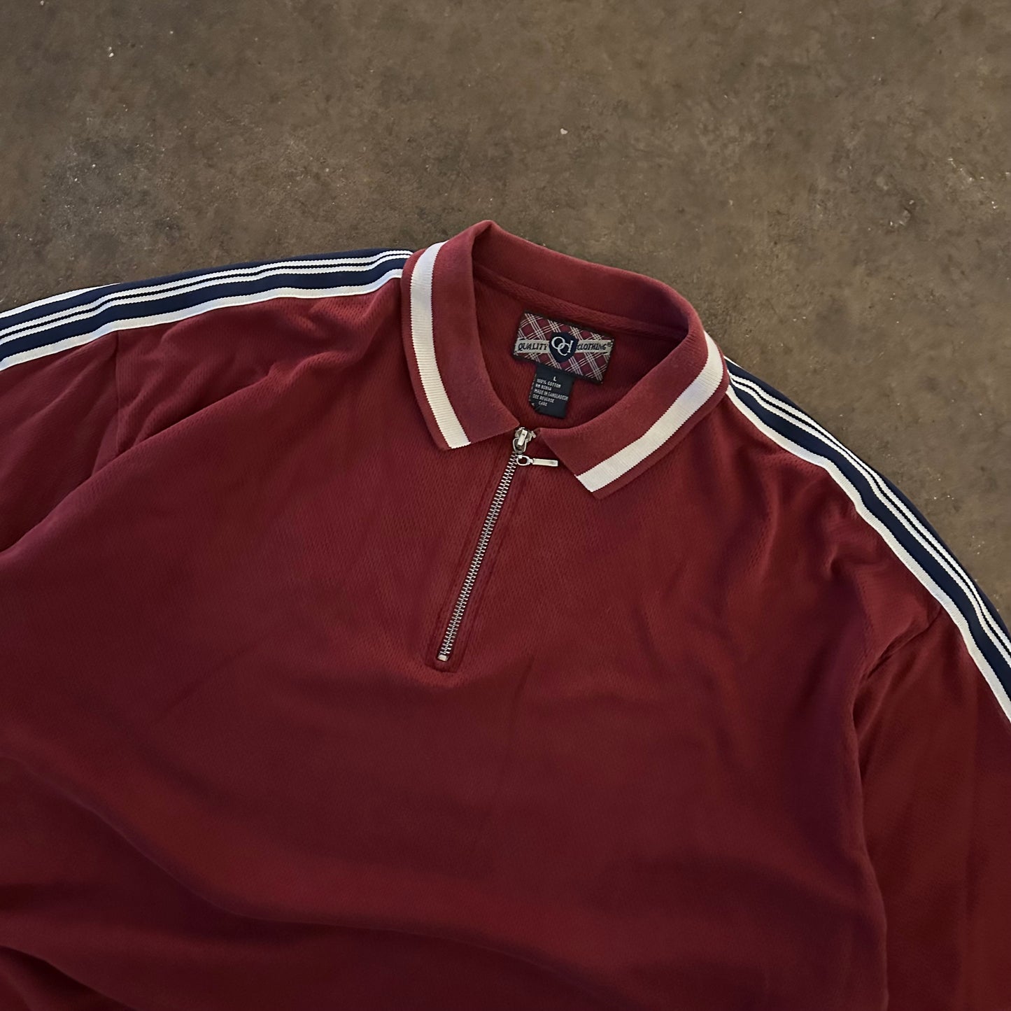 1990's Quality Clothing Quarter Zip Polo - Large