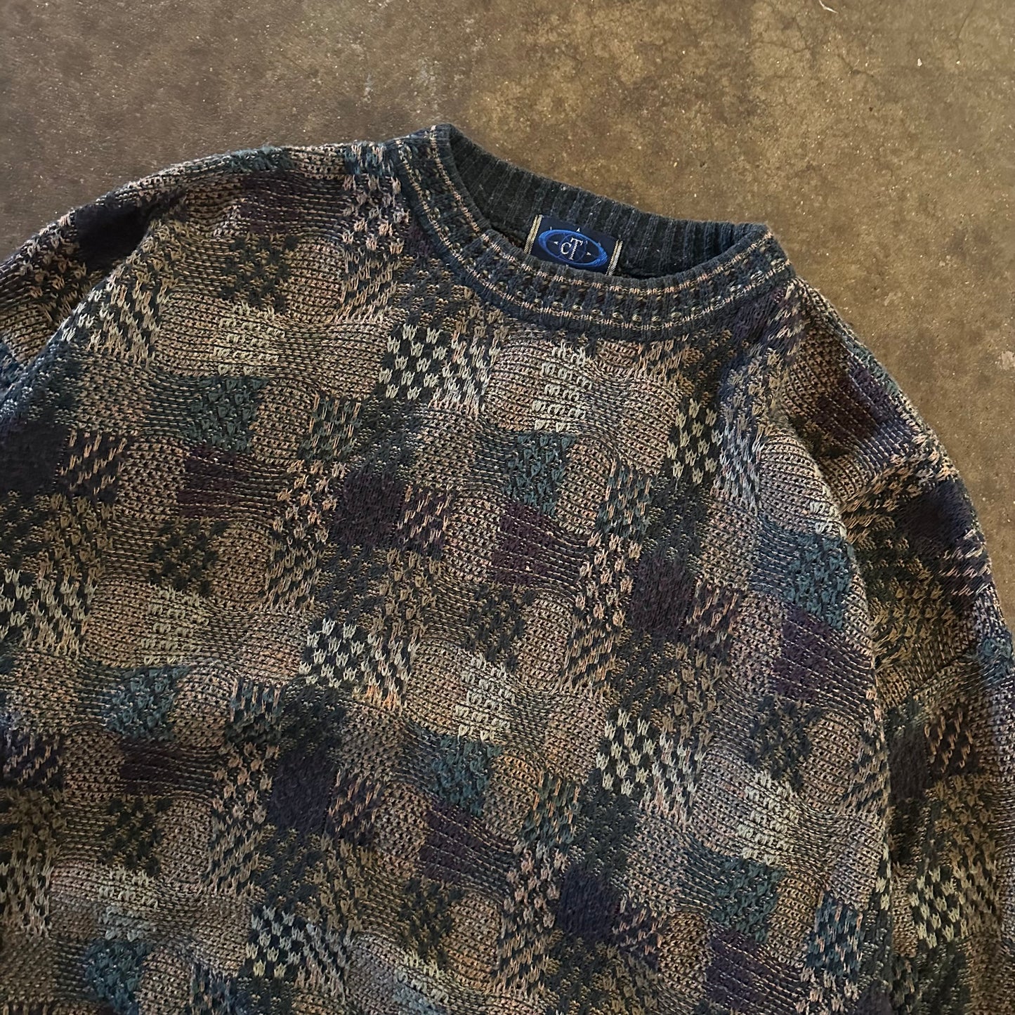 1990's Patchwork Knit Sweater- Medium