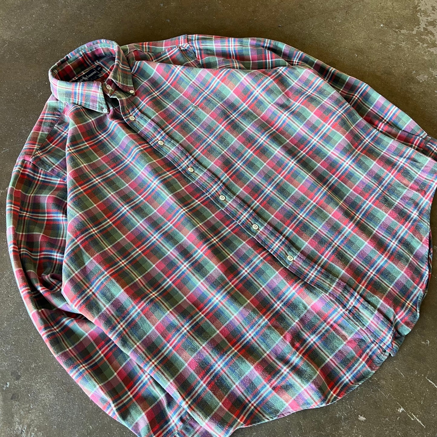 1990’s Ralph Lauren Multi Color Plaid Button Up - Extra Large