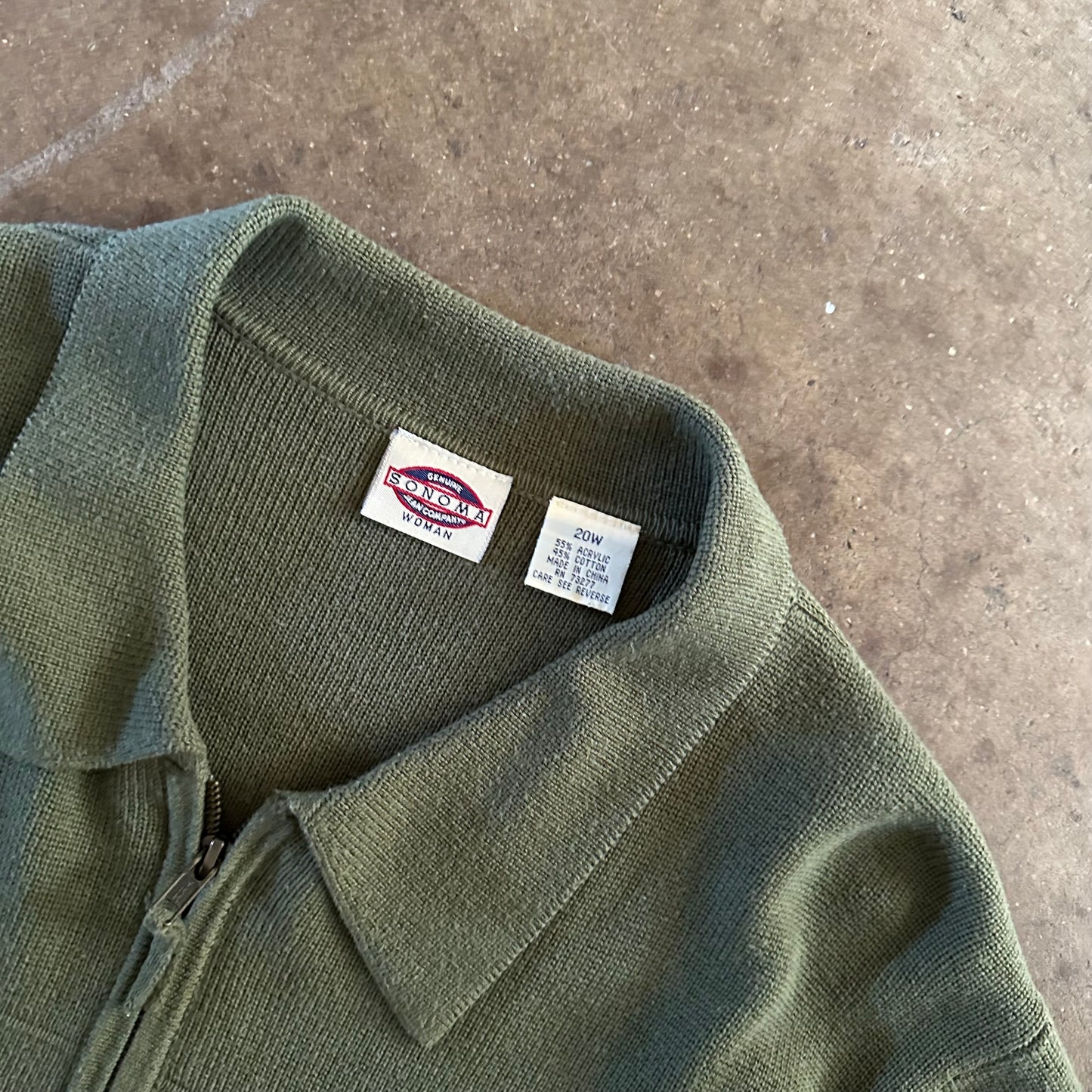 1990's Sonoma Knit Collared Zip Up- Large