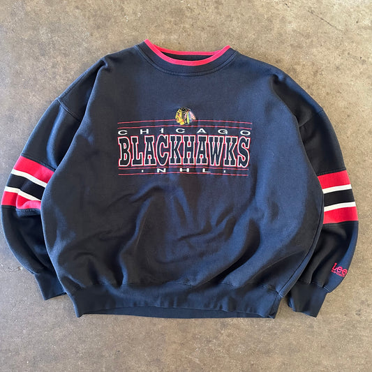 1990's Chicago Blackhawks Embroidered Crewneck -  Extra Large