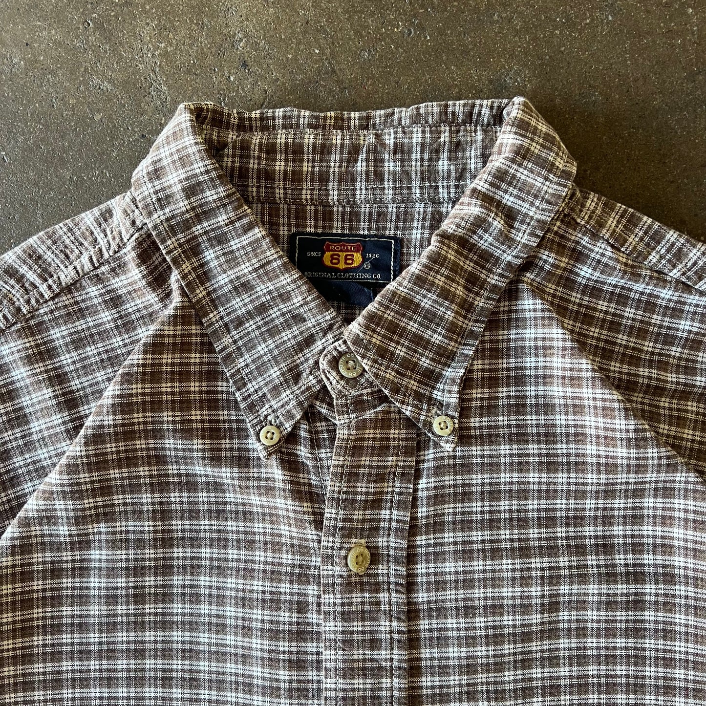 1990’s Route 66 Brown Plaid Flannel - Extra Large