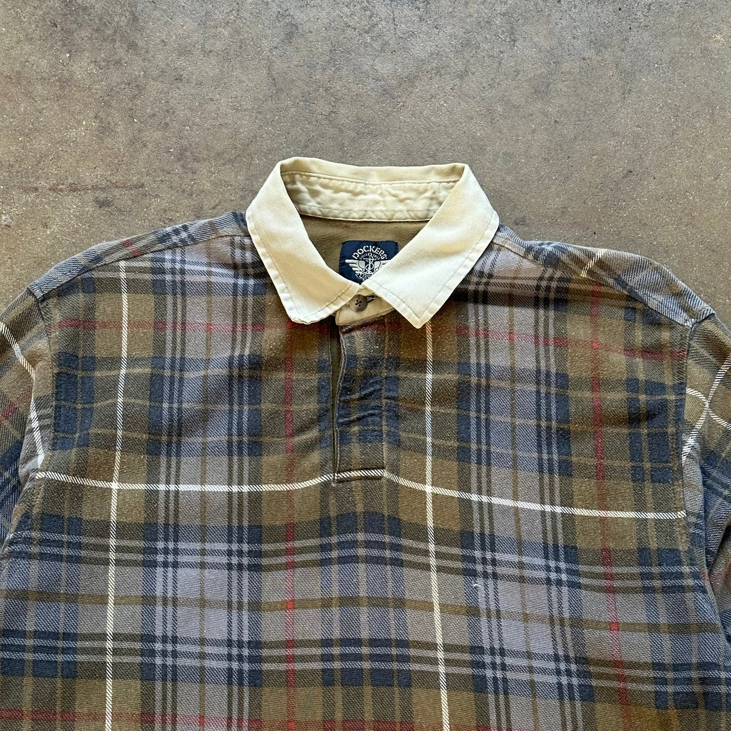 1990's Docker's Plaid Rugby Shirt - Large